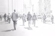 © Naphat - people in city drawing loose pencil sketching