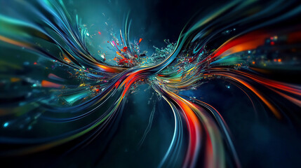 Wall Mural - Colorful abstract design swirling with vibrant hues, illuminated by soft light in a digital artwork