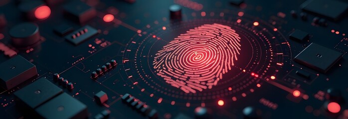 unlocking secure biometric fingerprint identity scan. consept of security, authentication, identity,