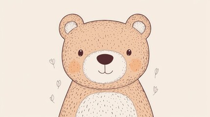 Wall Mural - Cute bear line art illustration