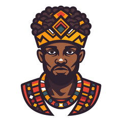 African american man in traditional costume. Vector illustration in flat style