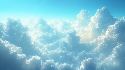 Wall Mural - A serene view of fluffy clouds against a bright blue sky, evoking tranquility and peace.