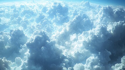 Wall Mural - A serene view of fluffy clouds from above, showcasing the beauty of the atmosphere.