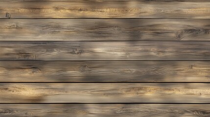 Wall Mural - A wooden floor with a lot of cracks and splinters. The wood is old and worn, giving the impression of a rustic, natural setting.