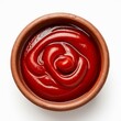©   - Tomato Ketchup in Bowl: A close-up shot of a bowl filled with rich, red tomato ketchup, the swirling texture of the condiment creates a visually appealing and appetizing image. Generative Al