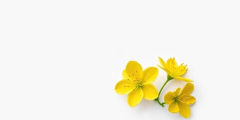 Yellow flowers with prominent yellow stamens isolated on a white background, yellow bloom, single bloom