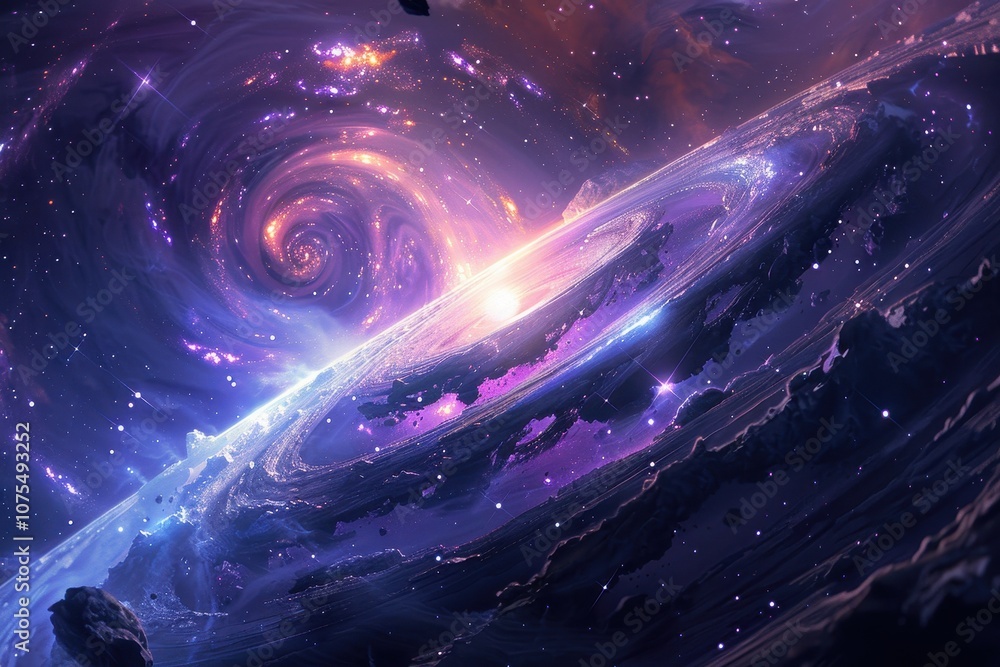 Breathtaking??of a colorful and vibrant spiral galaxy with glowing ...