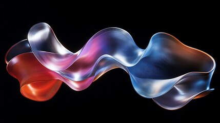 Wall Mural - Abstract wavy shape with vibrant colors and glowing effect against a black background.