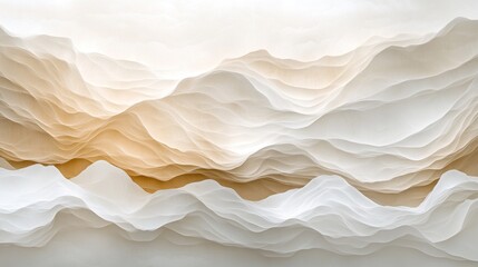 Wall Mural - Abstract white and beige wavy background.