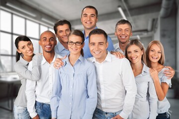 Wall Mural - Portrait of happy employee group team together