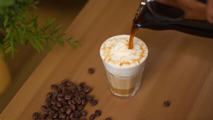 Poster - coffee latte in a glass