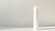 © Tacker - Minimalistic white candle with shadow on neutral background