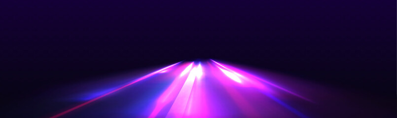 Wall Mural - high-speed light line in the form of a road and a highway in a night city. neon line as speed or arc