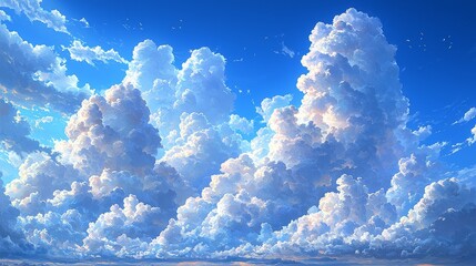 Wall Mural - A vibrant sky filled with fluffy clouds, showcasing a serene and uplifting atmosphere.
