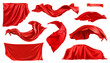 © Natis - Red curtain, drapery fabric, 3d realistic vector set