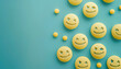 © Oleksiy - Sad and happy emoticons made of antidepressants on blue background, flat lay