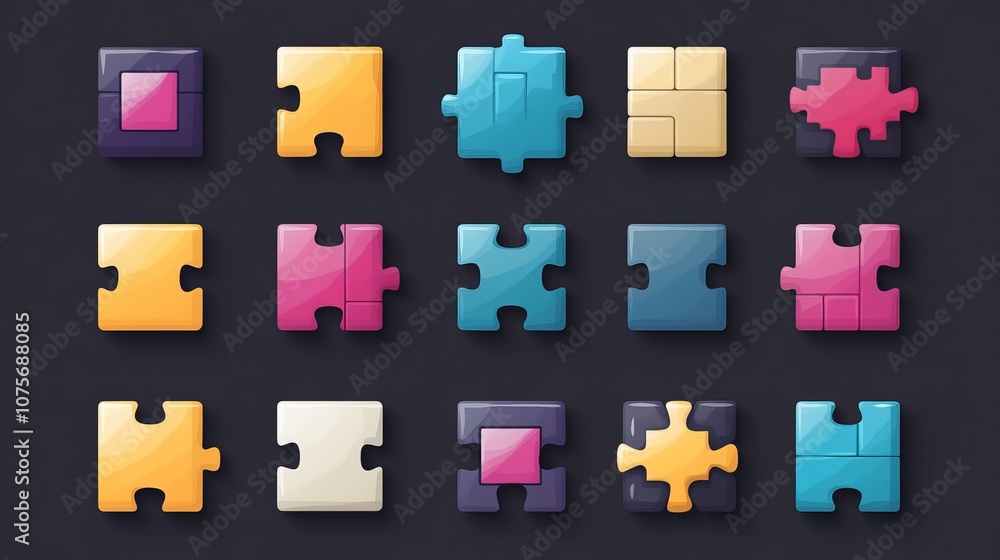 A set of icons showcasing different sides of a square in line style ...