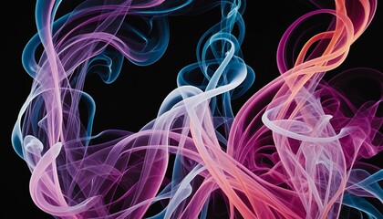 Wall Mural - Vibrant Smoke Abstracts: Dynamic Patterns Against a Dark Canvas