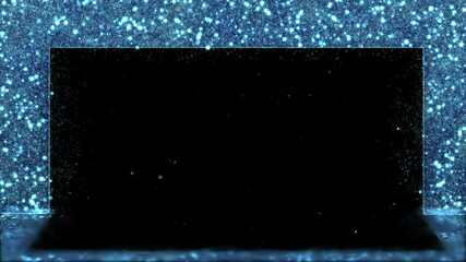 Wall Mural - Blue Particles Gate Frame with Reflection Floor, Alpha Channel, Loop Background