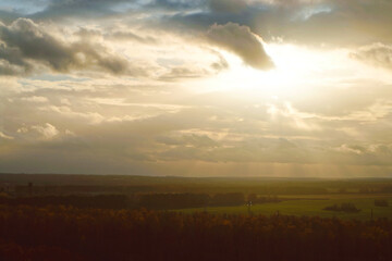 Wall Mural - sunset over the field