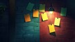 © Alice - Wall with notes & light bulb hanging from post-it note