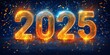 © Sergiy - Vibrant illustration of 2025 celebrating the new year with golden and silver sparkles