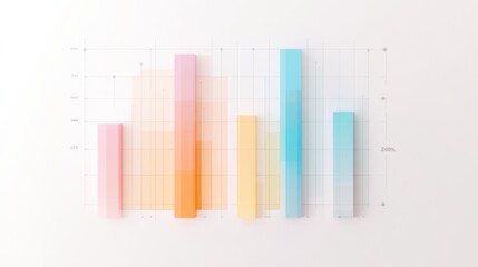 Leinwandbilder - Abstract Colorful Bar Graph with Soft Gradient Effects on a Minimalist Background Showcasing Data Visualization and Statistical Trends in a Modern Business Context