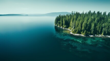 digital technology forest and blue lake poster web page background