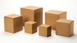 © Maksym - A collection of various sizes of plain brown cardboard boxes for storage needs. Generative AI