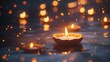 © Chatchanan - Generative AI-generated image of Diwali candles floating on water,