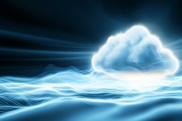 A cloud is floating in the sky above a body of water