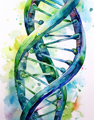 Wall Mural - Double helix DNA structure, watercolor painting