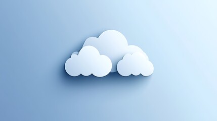 Canvas Print - A minimalist illustration of three white clouds against a soft blue background.