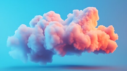 Canvas Print - A vibrant, fluffy cloud with a gradient of pink and blue hues against a soft background.