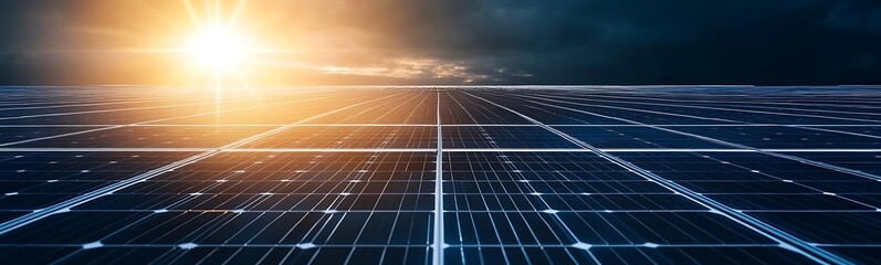 Leinwandbilder - A digital landscape depicting a grid illuminated by a sunrise, symbolizing technology and future innovations.