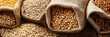 © Ajay - Variety of colorful beans and grains in burlap sacks for natural food backgrounds.