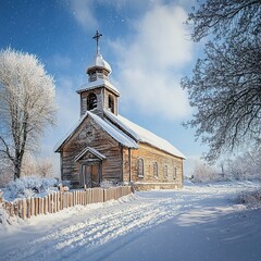 church in the snow