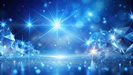 Wall Mural - Abstract crystal blue background with a starry glow and glitter elements, Crystal, blue, star, glow, glitter, abstract