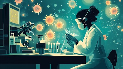 scientist researching a virus in a laboratory
