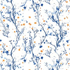 Wall Mural -  Seamless watercolor pattern on white background