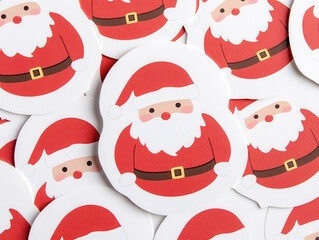 Wall Mural - Cute Christmas stickers featuring Santa Claus designs, perfect for holiday decorations and festive crafts. These cheerful stickers add joyful touch to any project