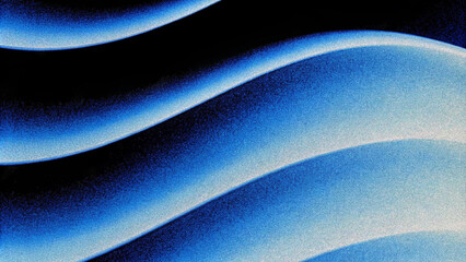 Aufkleber - Abstract blue wavy gradient background with grain and noise texture for header poster banner backdrop design. Wavy abstract background of gradient of colors soft blue, black and white, 3D waves