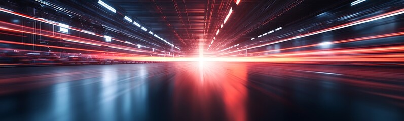 Aufkleber - A dynamic, abstract image featuring streaks of light in a futuristic setting, conveying a sense of speed and motion.