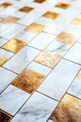 Wall Mural - Gold and White Tiled Floor Close Up