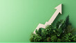 © Rutchaneewan - Sustainable Investment Growth, an upward arrow depicting the rise of eco-friendly finance and the commitment to environmental responsibility