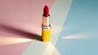 © Dwika - A red lipstick placed on a gradient pastel background