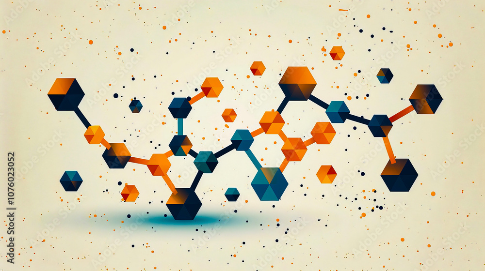 Digital illustration of dopamine molecule structure with chemical ...