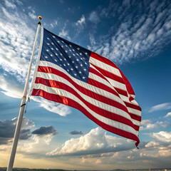 The United States flag, known as the Stars and Stripes, features 13 stripes and 50 stars.