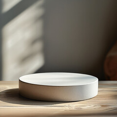 Aufkleber - Matte circular base for product photography, with a smooth, non-reflective surface, neutral tone.