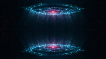 Wall Mural - blue holographic advanced hud circle platform. copy space for any message. futuristic digital techno
